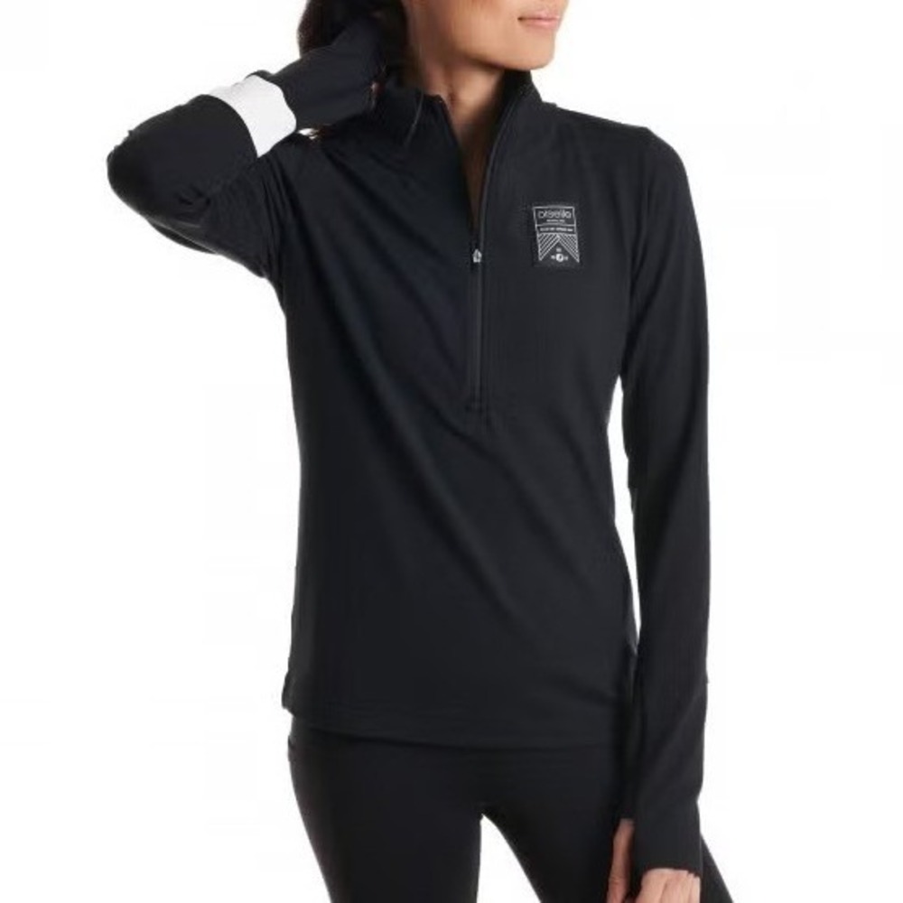 Oiselle Race Day Half Zip Top Size 4 Black Long Sleeve Thumbholes Running Active